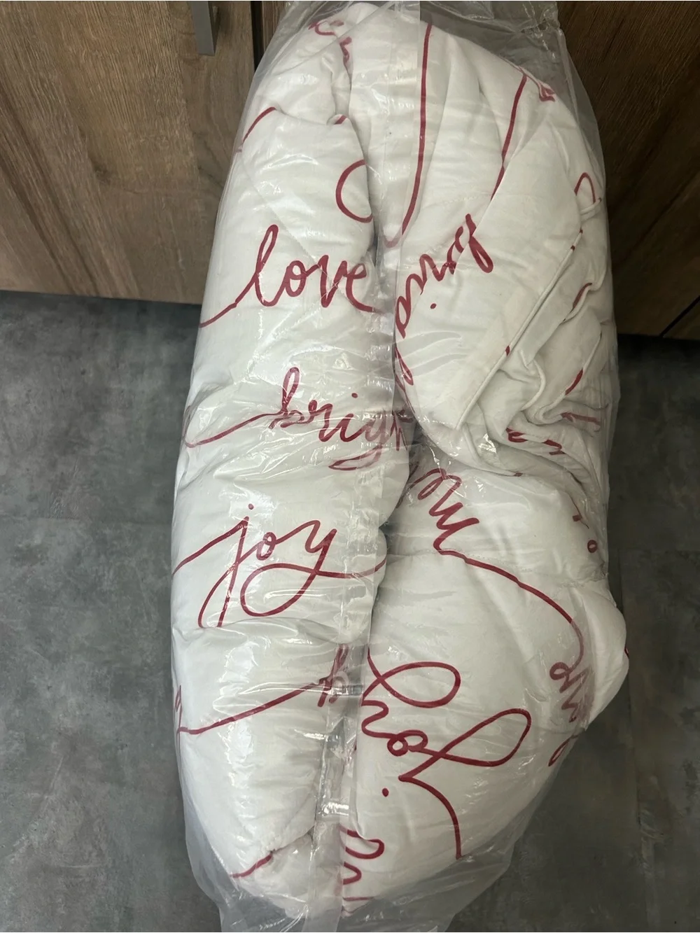 Pottery Barn Sentiment Christmas Holiday Comforter Full Queen Sample NWOT